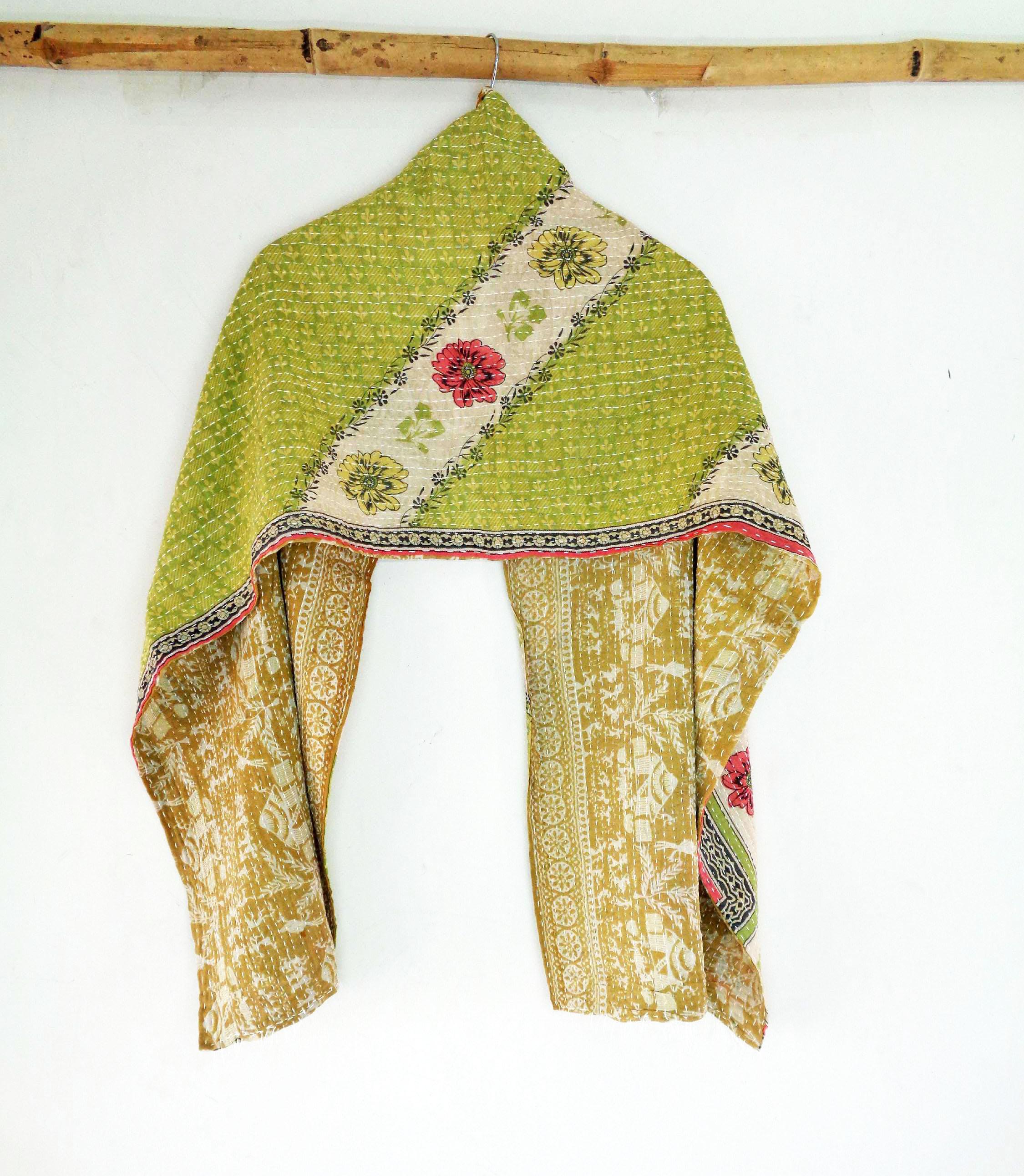 Kantha Cotton Scarf Tie Dye Stole Shawls Handmade Reversible Wrap Indian Scarves SM89