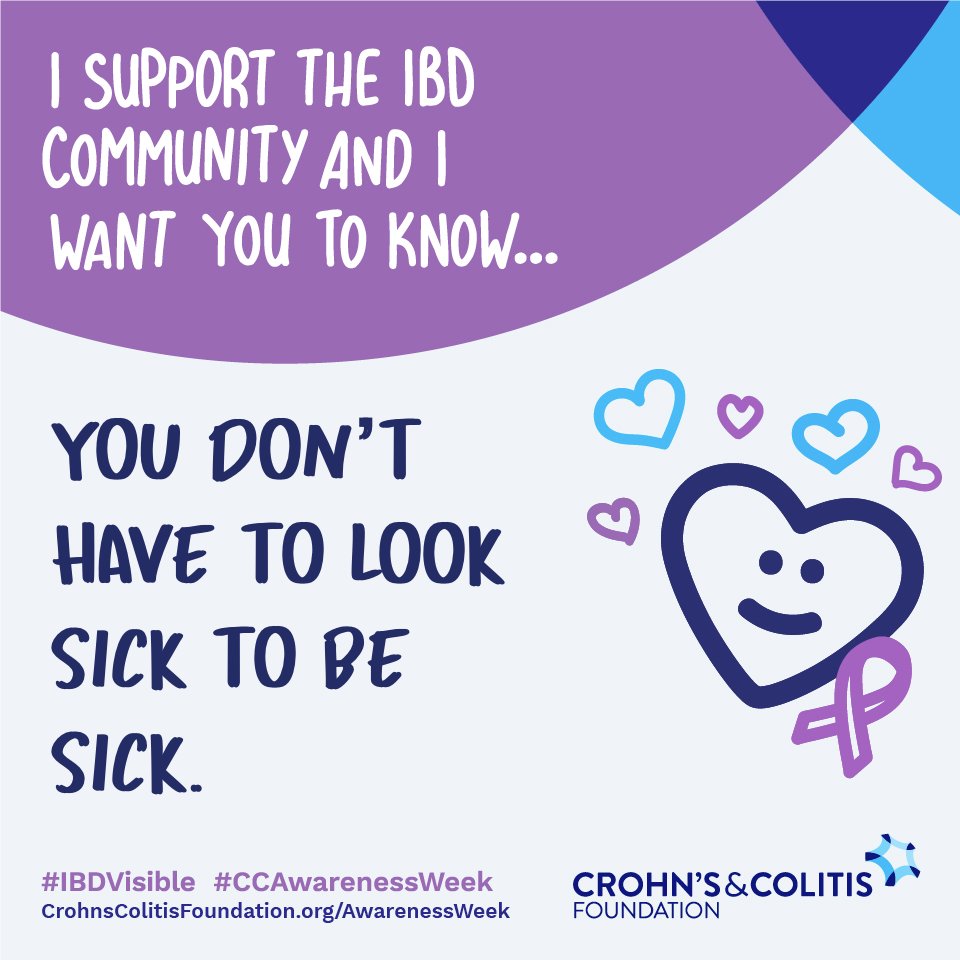 CrohnsColitisFn's tweet photo. #CCAwarenessWeek infographics are not just for patients living with #CrohnsDisease or #UlcerativeColitis! If you are an #IBD caregiver, healthcare provider, or support the IBD community, you can make #IBDVisible here: https://t.co/L7rVwD2bgU https://t.co/pKwIwGCy8P