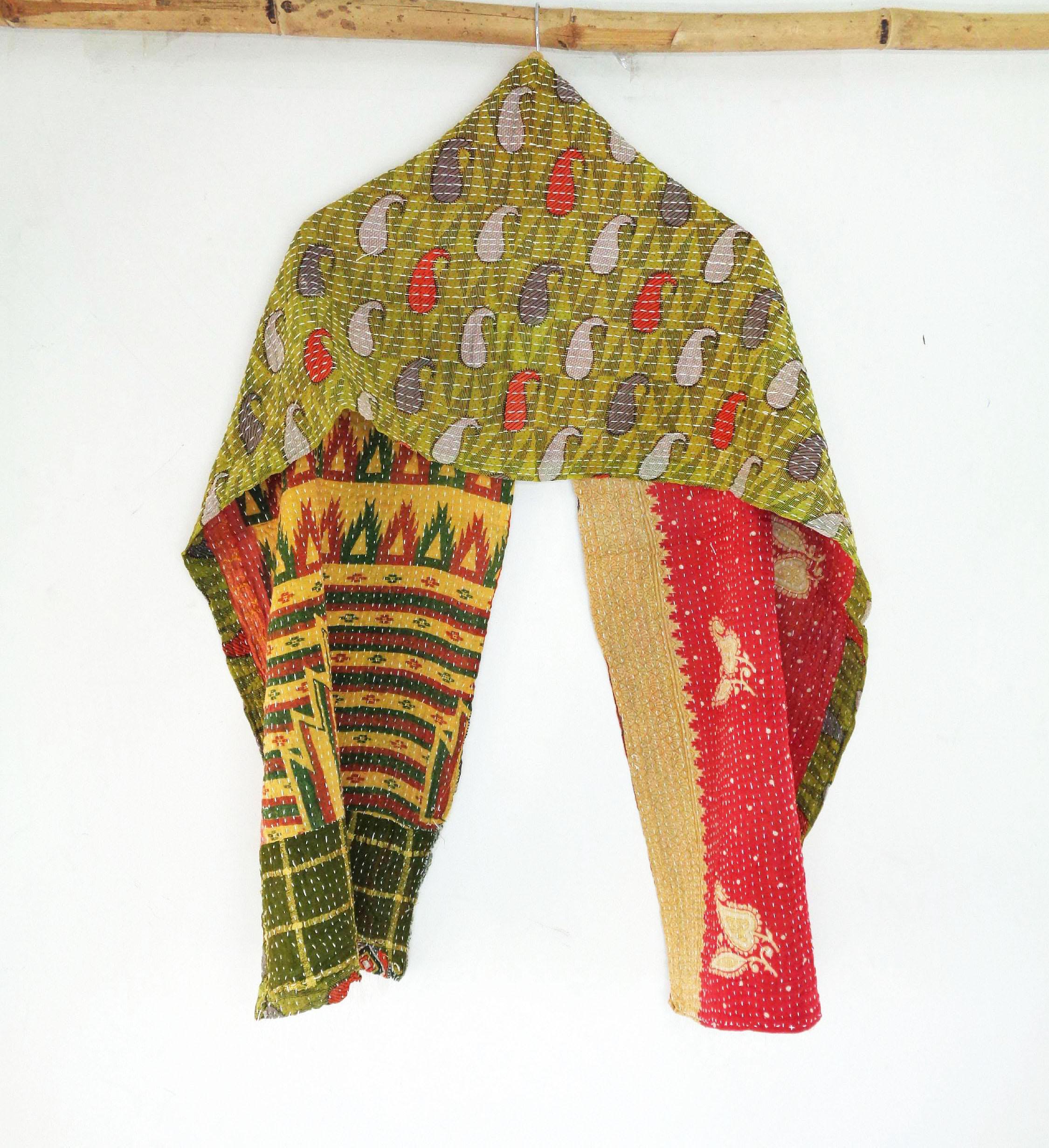 Vintage Cotton Kantha Scarf Stole Pashmina type work but cotton Neck Wrap Women SN09