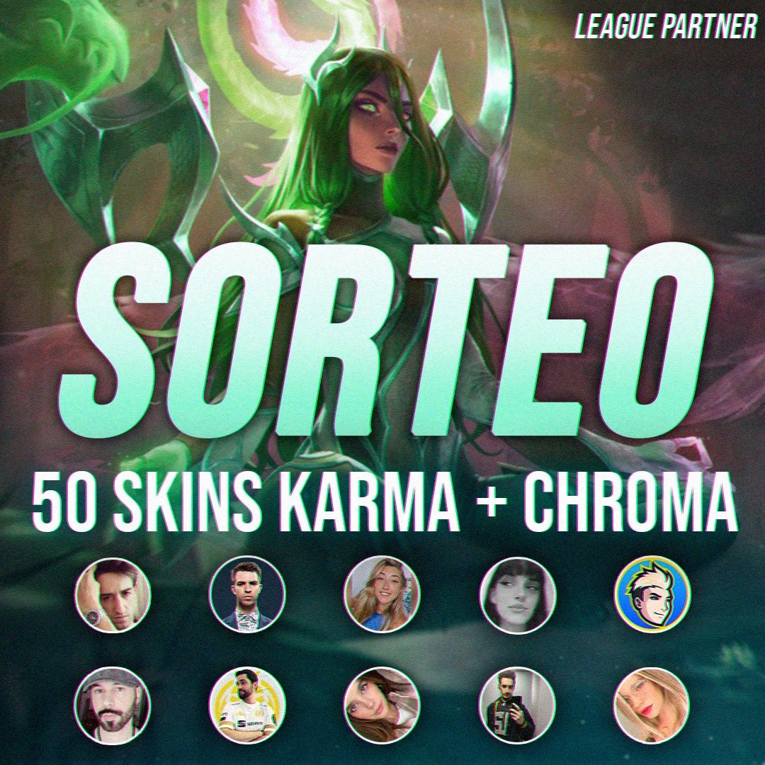 KeriosYT's tweet image. 🌟 MEGA SORTEO 50 SKINS 🌟

🎁 Karma + Skin Tranquility Dragon + Chroma exclusivo #LPP @lol_es

Para participar:
🔄RT a este tweet
✅Follow @KeriosYT @SeVenJungle @PochiPoom @aliasairam @EyraVlogs @mahridia @carmensandwich @HoldemHammers @Sallanman_cat @ElTioBarry 

SUERTE PAPUS!