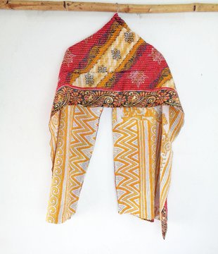 Cotton Kantha Scarf Head Wrap Stole veil Hand Quilted Women Shawl Stitched SN01