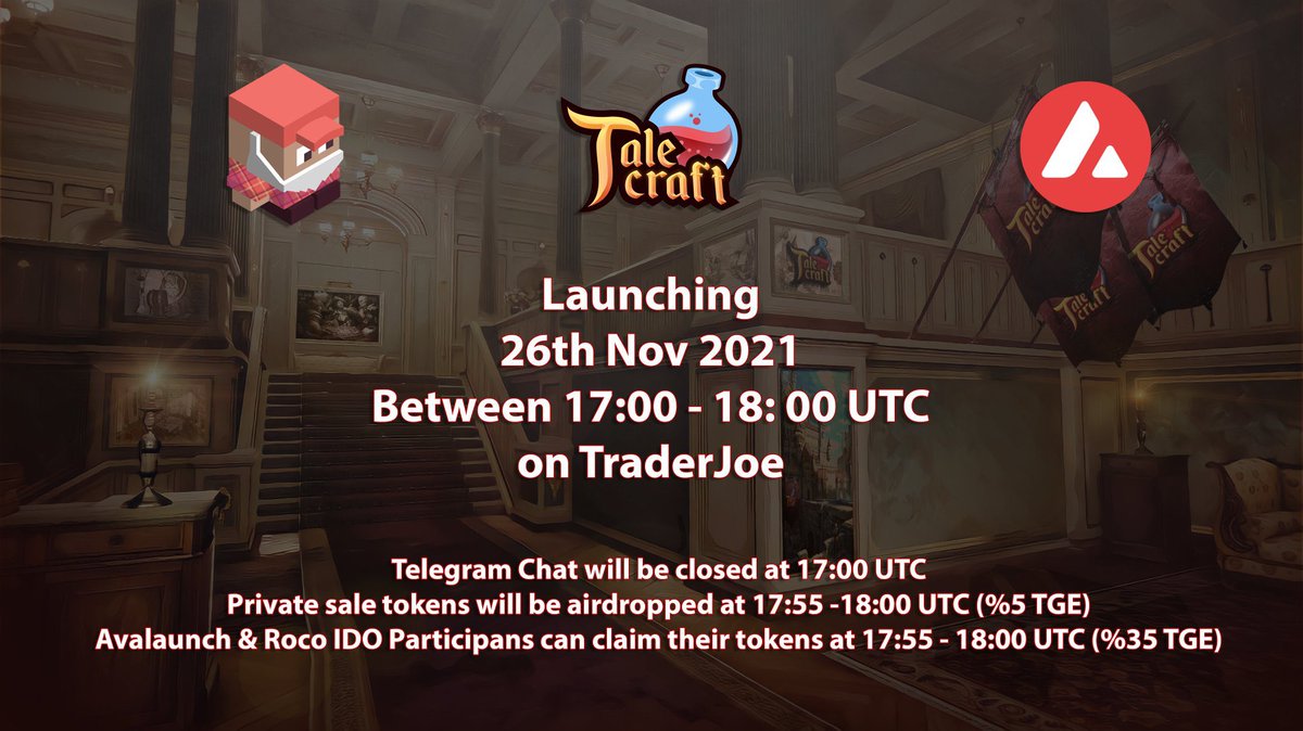 Looks like <a href="/Talecraftio/">Jade Winston</a> is ready to take off!

▪️ $CRAFT will be listed on TraderJoe

▪️ IDO Price: $0.28

▪️ Initial Mcap: $487k

▪️ Timing:17.00-18.00 PM UTC,Nov 26

Launch on TraderJoe
traderjoexyz.com/#/trade?output…
 
CRAFT Token Contract:
0x8aE8be25C23833e0A01Aa200403e826F611f9CD2