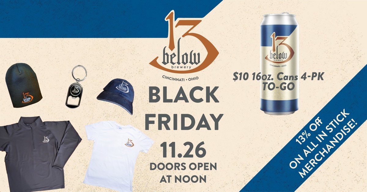 It's time for Holiday shopping🛍 Avoid the malls and hangout with us instead! We have 13% off merch* and $10 4-pk cans to go!
We will also have the UC game on at 3:30🏈
*excludes sales, discounts cannot be combined,Discounts do not apply on gift cards or Mug Club Memberships.