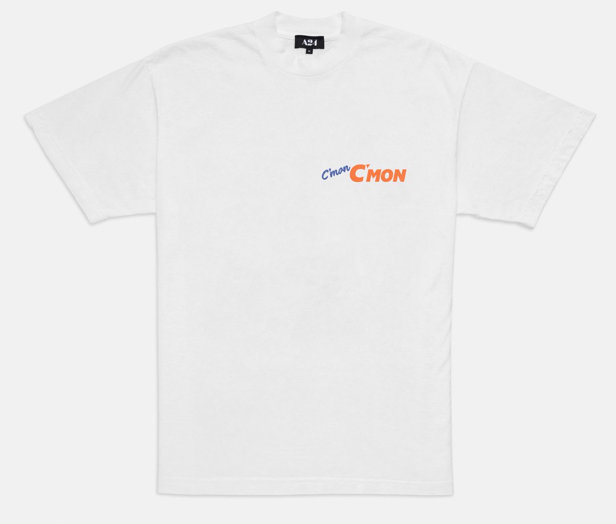 A24's tweet image. Good taste all around. Scarr&apos;s Pizza x C&apos;mon C&apos;mon Tees now available in the A24 Shop, with proceeds going to NYC’s Hamilton-Madison House.

Swing by Orchard Street this weekend for a slice in the special C’mon C’mon box ♨️

a24.shop/ScarrsCmonCmon