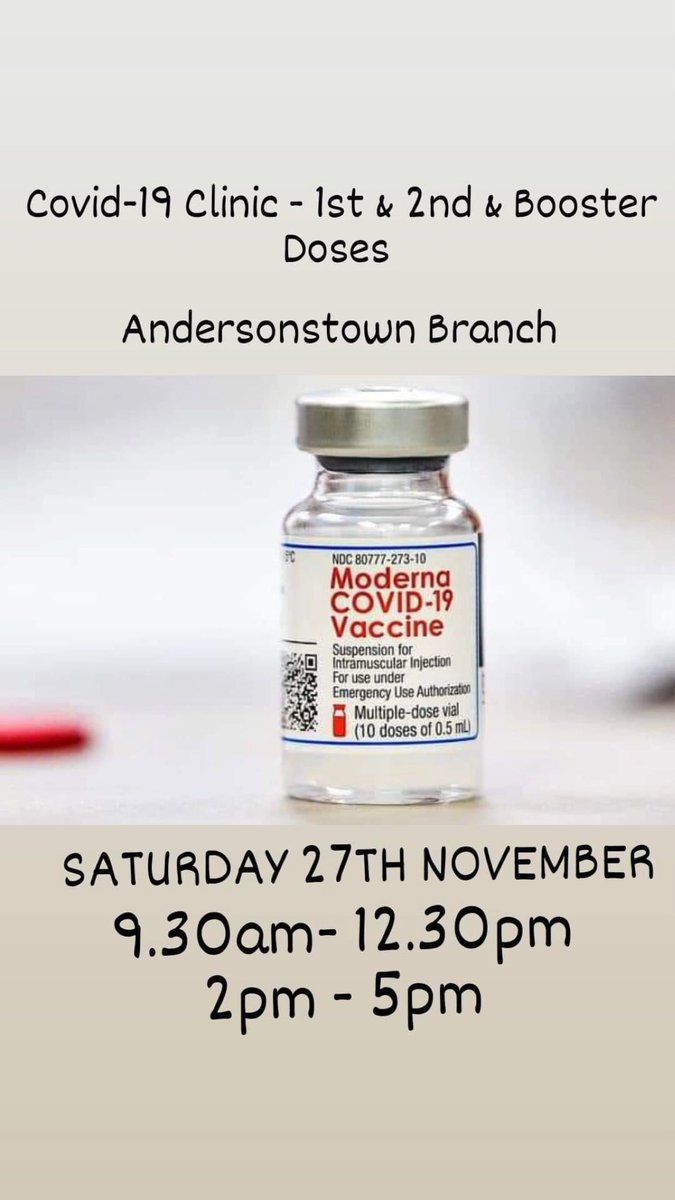 💉  💉  Covid-19 Vaccine Clinic   💉  💉

✅TOMORROW SATURDAY 27TH NOVEMBER
✅ 1ST &amp; 2ND Doses
✅ Booster Doses
✅ Must be over 18 years of age for 1ST Dose
✅ No appointment necessary 
✅ Please bring ID