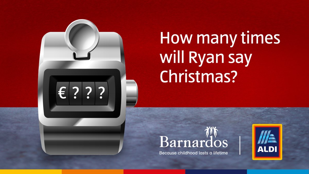 Aldi_Ireland's tweet photo. Christmas Christmas Christmas… Every time Ryan says the C-word, we’ll add another €50 to the donation tin for @Barnardos_IRL .. If anyone guesses correctly before the show starts, you’ll win some Aldi vouchers. #AldiToyShowParty https://t.co/iTq120Em29