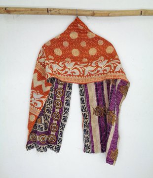 Cotton Scarf Stole Indian Antique Hand Nakshi Kantha Work Embroidery Scarf SN48