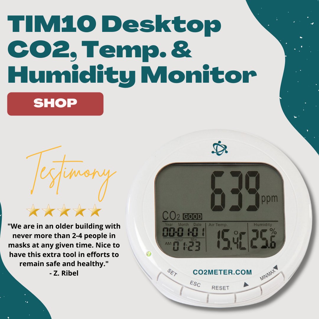 Temperature and Relative Humidity CO2Meter AZ-0004 Indoor Air Quality CO2 Meter White