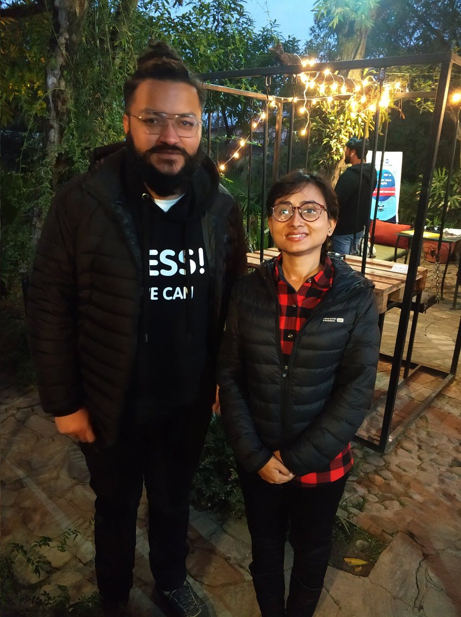 chhetri_boy's tweet photo. Wife meets one of her favourite artist.
@BigTalkKancha 
Aeeesss the show was funnyyyy. #batuwacomedy
First live comedy show. Talented nepali artists making it super fun. Loved it. https://t.co/6RLgawmzmH
