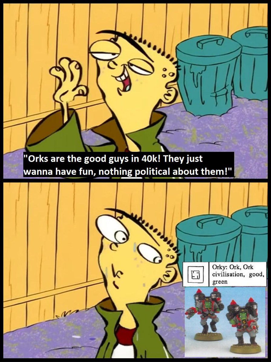 "You mean the hyper-militaristic civilization obsessed with violence, their skin colour and survival of the fittest, begun their existence is parody of an irl regime? Impossible!"
redd.it/r2rwd4