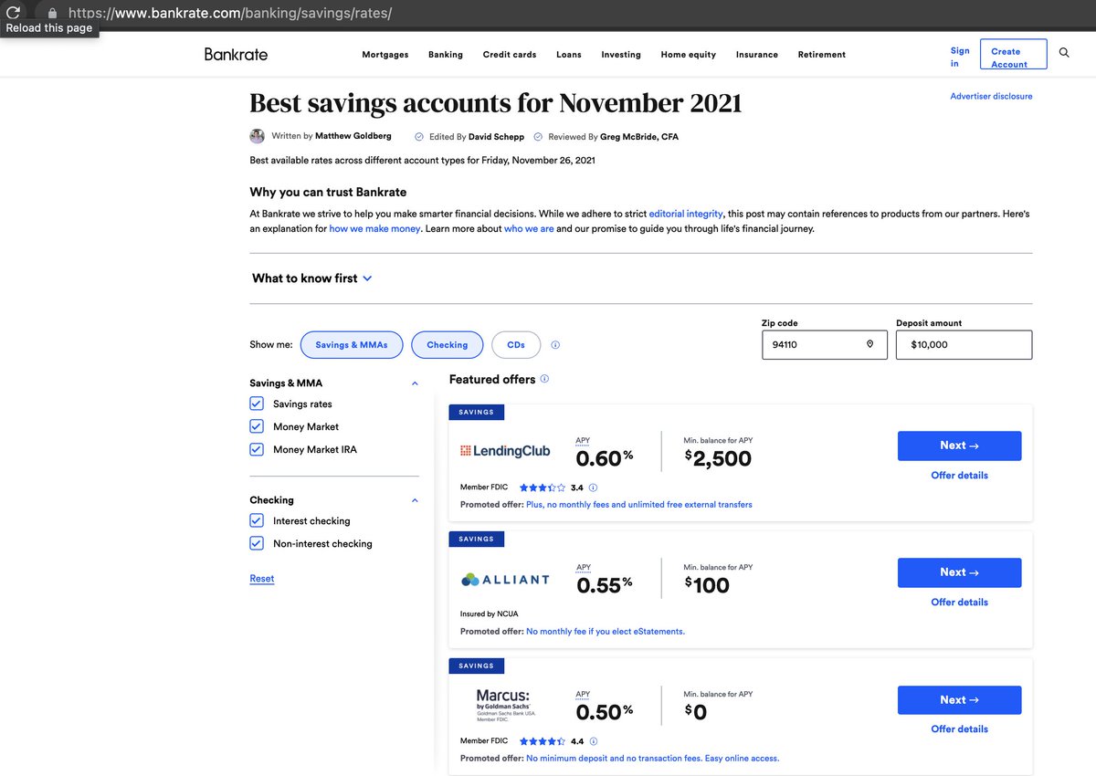 401kCrypto's tweet photo. What is Bankrate's highest yield APY savings accounts for depositing $10k USD for November 2021?

LendingClub gives a 0.60% APY

vs

Earn Interest Income from depositing 10k $USDC into #DeFi gives a 3.66% APY on @AaveAave 

Traditional banking vs decentralized finance aka DeFi💰 https://t.co/eGNNi7LeNq