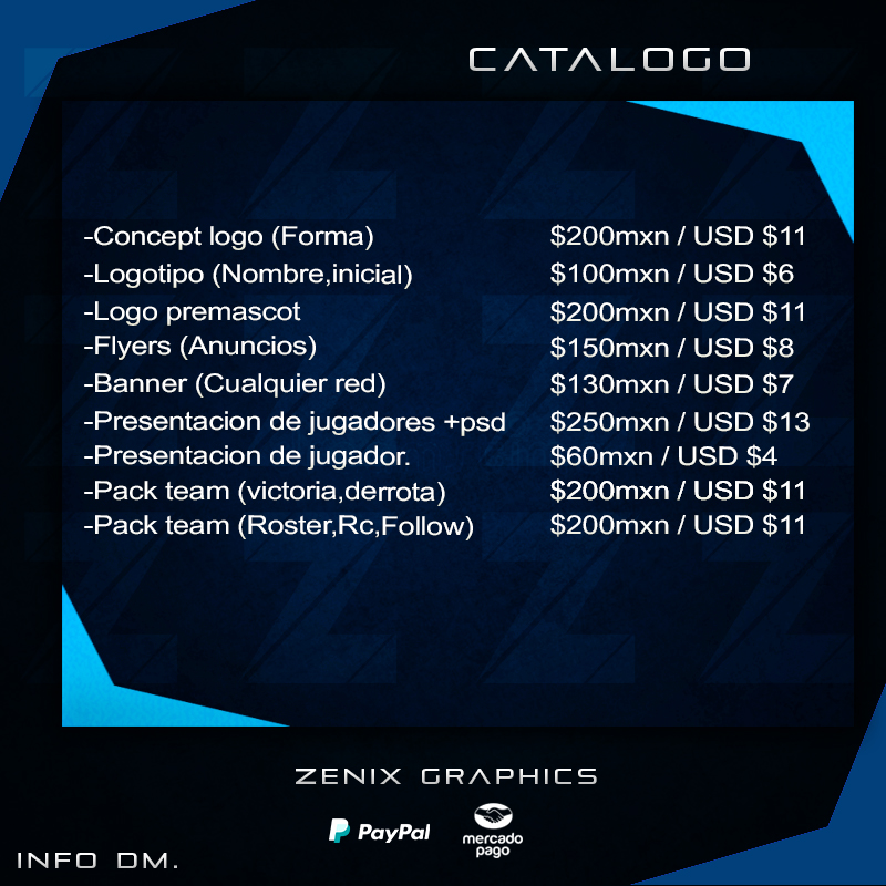 Abro comisiones para la semana siguiente.
🔴Overlay pack (Start,Main,inter,Ending) estatico: $10 usd
🔴Paneles twitch (pack de hasta 8) : $4usd, $6 usd al cambiar estilo.
🔴Jersey personalizada o de equipo (incluye printfile para imprimir): $10USD
🔴DM para mas.
Pls RT 
#Desing