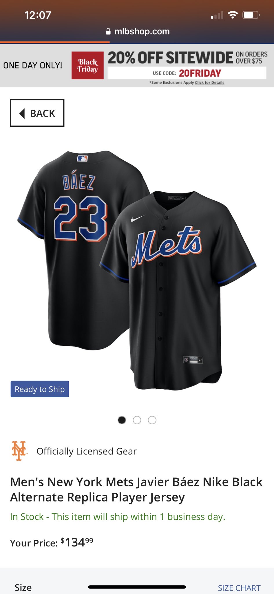 Mets black replica jerseys go on sale on Black Friday