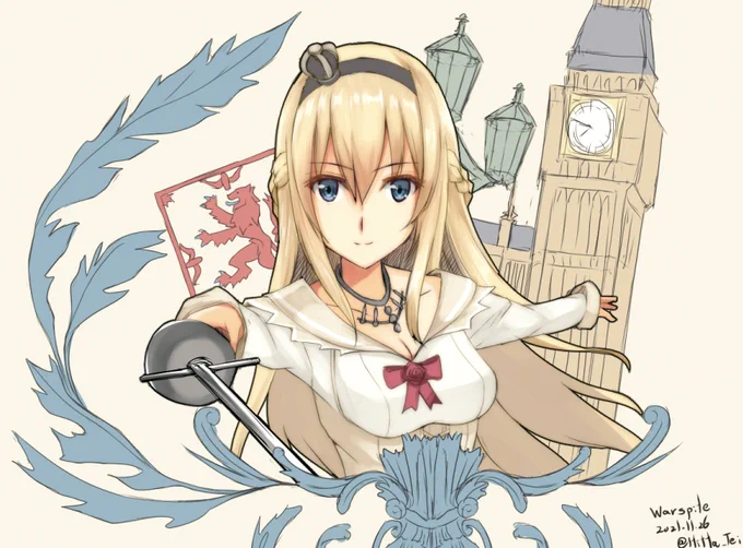 "The Grand Old Lady"
#艦これ版深夜の真剣お絵描き60分一本勝負
#艦これ版真剣お絵描き60分一本勝負_20211126
#艦これ #ウォースパイト 