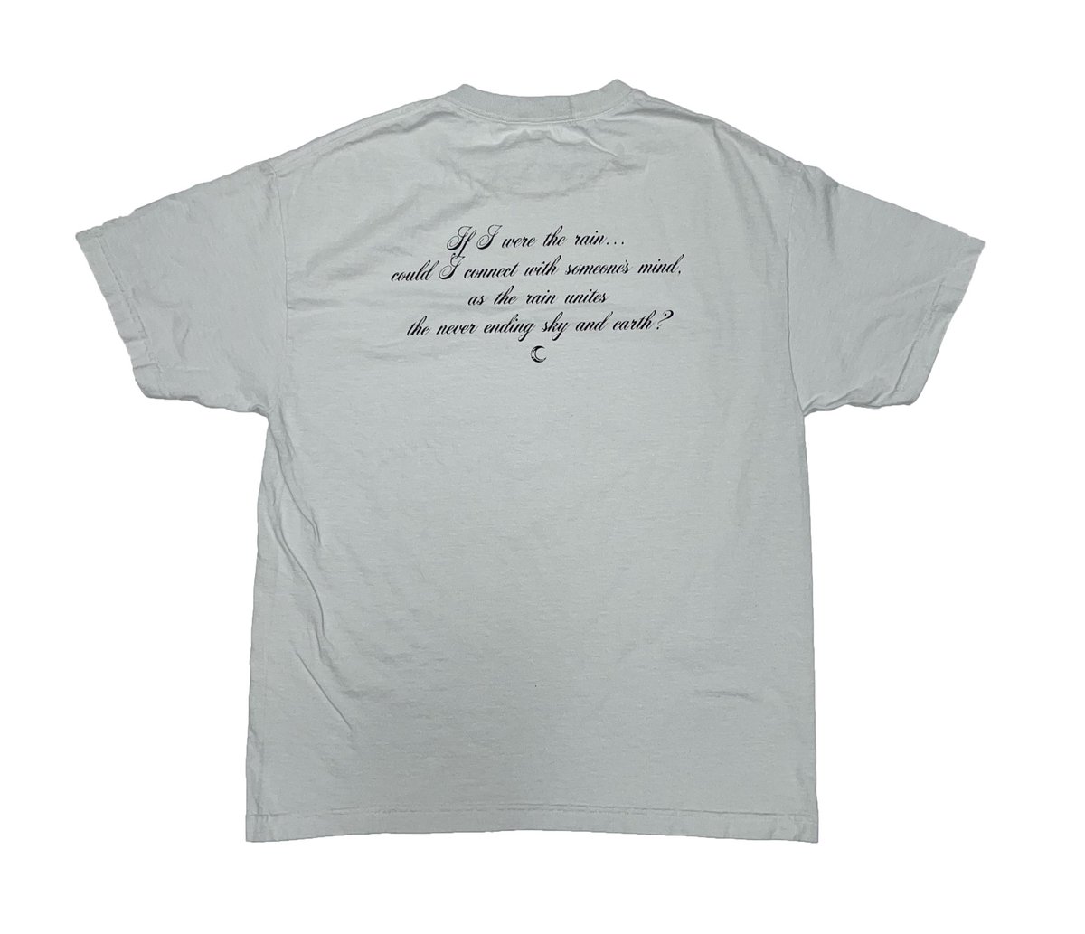 afterxhoursusa's tweet photo. Could I connect with someone’s mind? 

“If I were the Rain” tee Available today at 12pm PST. 

Previously dropped items will also be featured at a discounted price until next Monday night. https://t.co/OlmurdCN7M