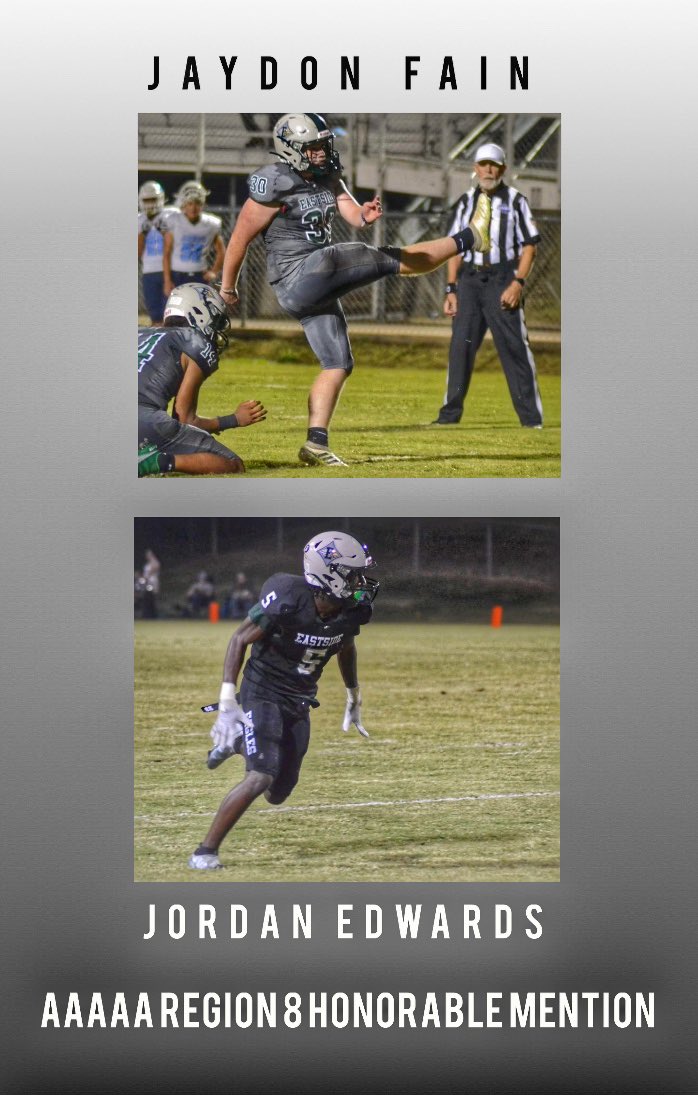 EastsideFB's tweet photo. 🦅 HONORABLE MENTION 🦅

GEORGIA AAAAA REGION 8

Honorable Mention
K - @JaydonFain 
DB - @jordan1_edwards 
DB - @AeronGresham 
DL - @DamarcoLackey1 
LB - @DvonDuplessis 
OL - Clayton Schutte 

#WeBleedGreen #OurStandard https://t.co/IhcQQymnqh