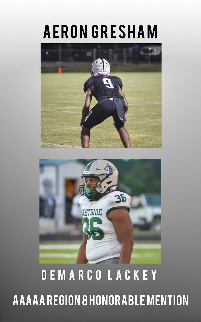 EastsideFB's tweet photo. 🦅 HONORABLE MENTION 🦅

GEORGIA AAAAA REGION 8

Honorable Mention
K - @JaydonFain 
DB - @jordan1_edwards 
DB - @AeronGresham 
DL - @DamarcoLackey1 
LB - @DvonDuplessis 
OL - Clayton Schutte 

#WeBleedGreen #OurStandard https://t.co/IhcQQymnqh