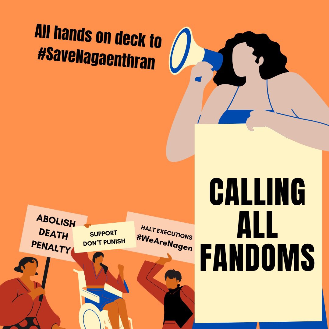 kixes's tweet photo. “We stan life-saving fans.” Nagen, a 33-year-old with psychosocial disabilities, needs your help to get him off death row in #Singapore. Help us spread the word and call on Singapore to grant him clemency. https://t.co/dB3izVNdnS