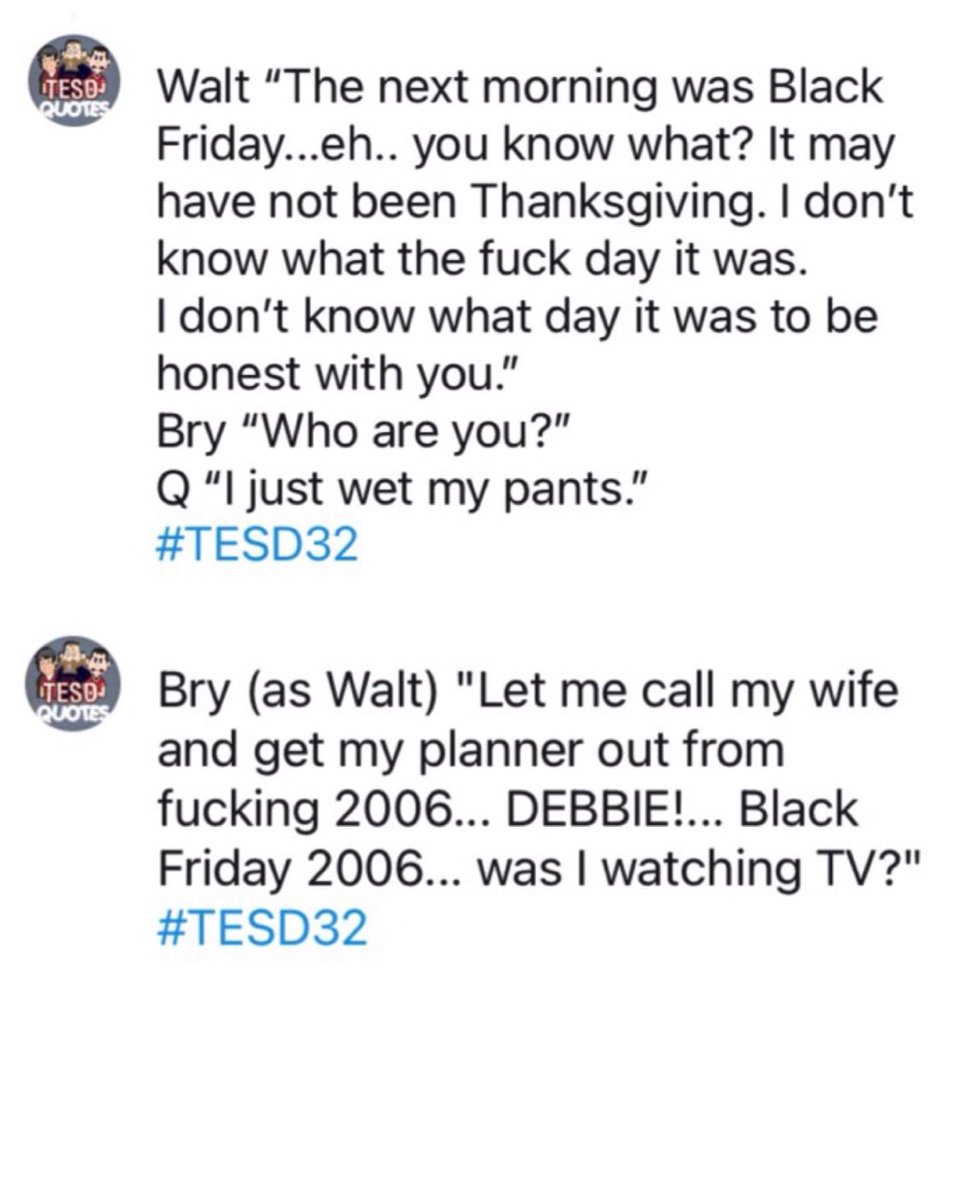 TESDQuotes's tweet photo. Was it Black Friday?
#TESD32 #TESDclassics #TESD
#TESDquotesimage @TellEmSteveDave @sundayjeff https://t.co/k2mv0xykVo