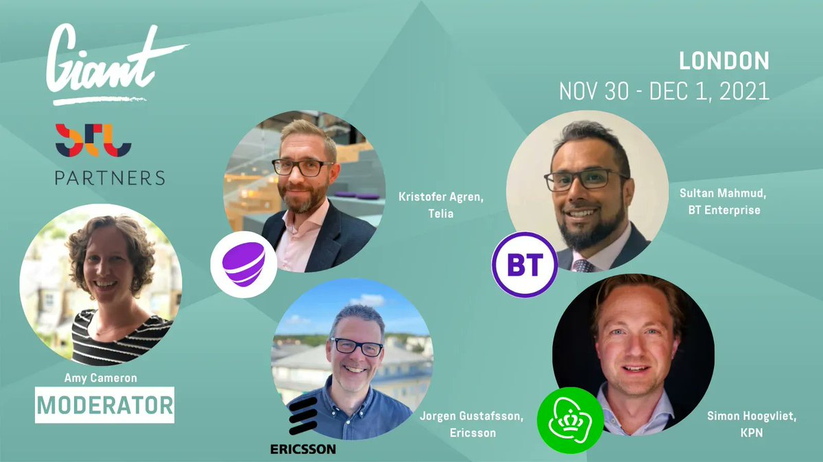 How #telcos can play beyond connectivity in #healthcare at #GIANT2021💫
🎙️Amy Cameron <a href="/STLPartners/">STL Partners</a>
🎤 <a href="/KristoferAgren/">Kristofer Agren</a> <a href="/TeliaCompany/">Telia Company</a>
Jorgen Gustafsson,Ericsson
<a href="/ProfSulMahmud/">Professor Sultan Mahmud</a>, Director of Healthcare <a href="/BTBusiness/">BT Business</a>
Simon Hoogvliet, VP Health Strategy <a href="/kpn/">KPN</a>
ℹ️giant.health/telecoms-for-h…