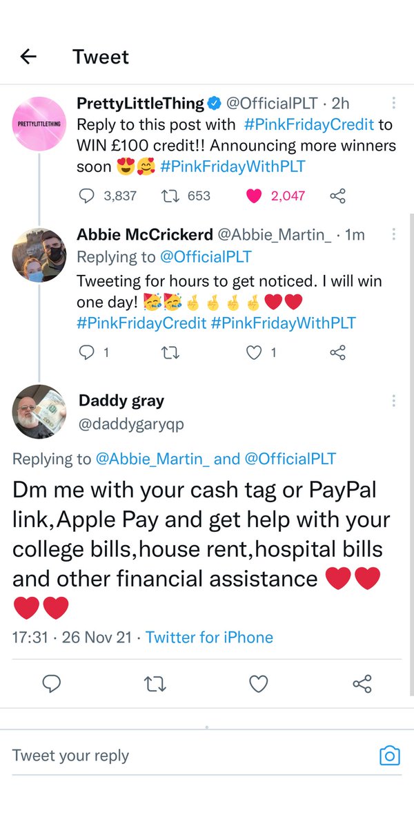 Abbie_Martin_'s tweet photo. @OfficialPLT Hopefully I can win soon, so it'll stop these kinda tweets appearing.... #PinkFridayCredit https://t.co/rtGluXl031