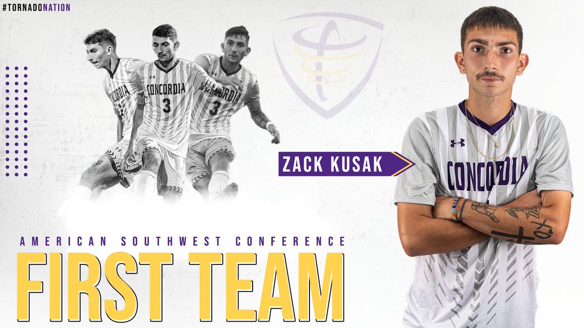 Senior captain Zack Kusak has been First Team All-ASC for the 3rd consecutive season!

Zack started all 20 matches in the heart of our defense while adding 2 goals during season #5️⃣. He helped lead the defense to the top GAA average in the ASC #tornadonation