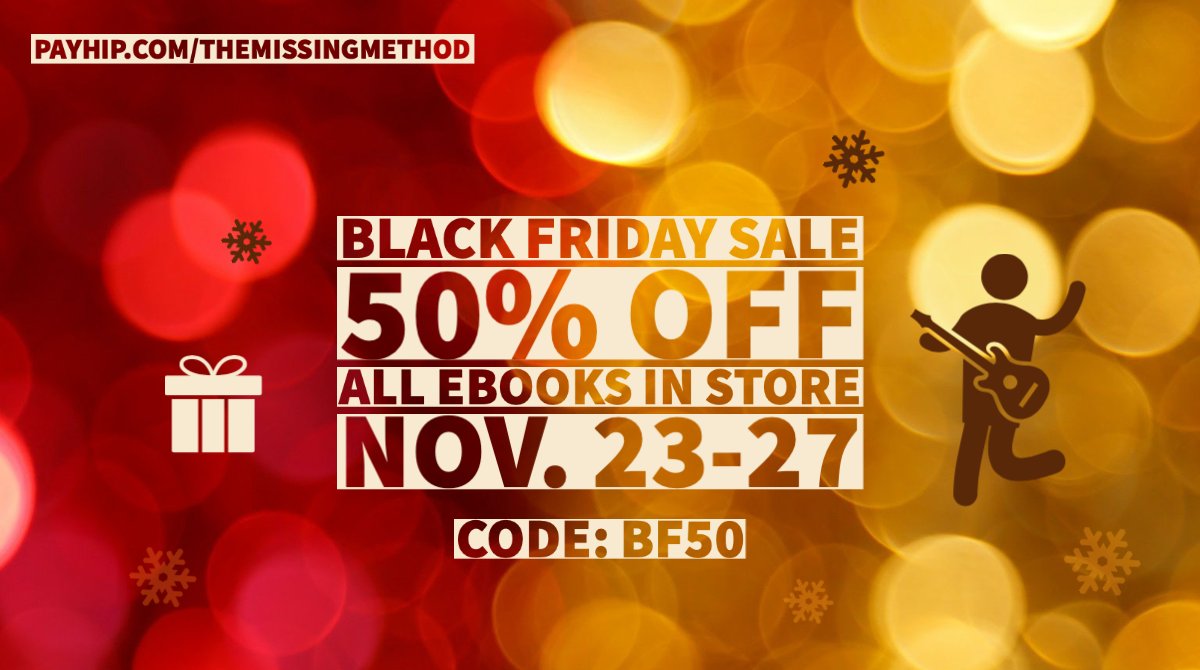 GuitarMethodTri's tweet photo. Learn to read music, master chords and progressions, and build your guitar technique! 
Our biggest sale of the year! Get half off our ebooks!
Go to https://t.co/KIrV3Lw9Yx

#guitar #guitarist #guitarlessons #guitarbooks #BlackFriday #Thanksgiving #learnguitar https://t.co/58exSO2SHH