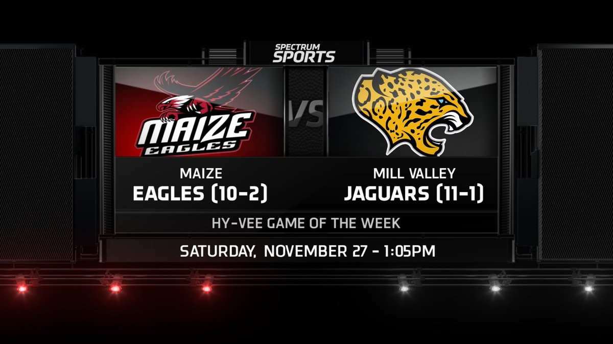 State Championship ⏲️ on the <a href="/HyVee/">Hy-Vee</a> Game of the Week!

Mill Valley going for a Three-Peat in 5A.

Maize making their first appearance in a 🏈 title game.

LIVE on Spectrum Sports ch. 323. 
 
Kevin Wike, <a href="/J_Beck46/">Johnny Beck</a> and <a href="/LieblLI/">Leon Liebl</a> are on the 🎙️