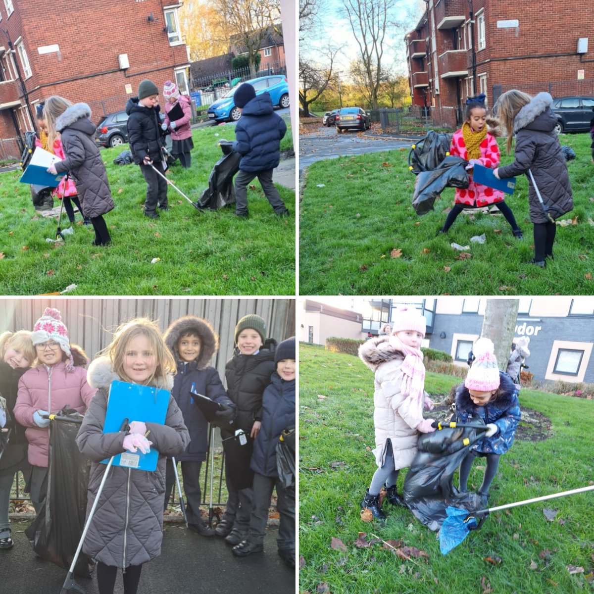 holycrossAS's tweet photo. What an incredible job Year 2 have done cleaning up their local area! Today was their first of many litter picks with Ms Richardson and she was incredibly proud of them all! #hcasEco #KidsAgainstPlastic #IsThisYours #PickItUp #PacketIn @KidsVplastic @SalfordCouncil https://t.co/80agB4hUer
