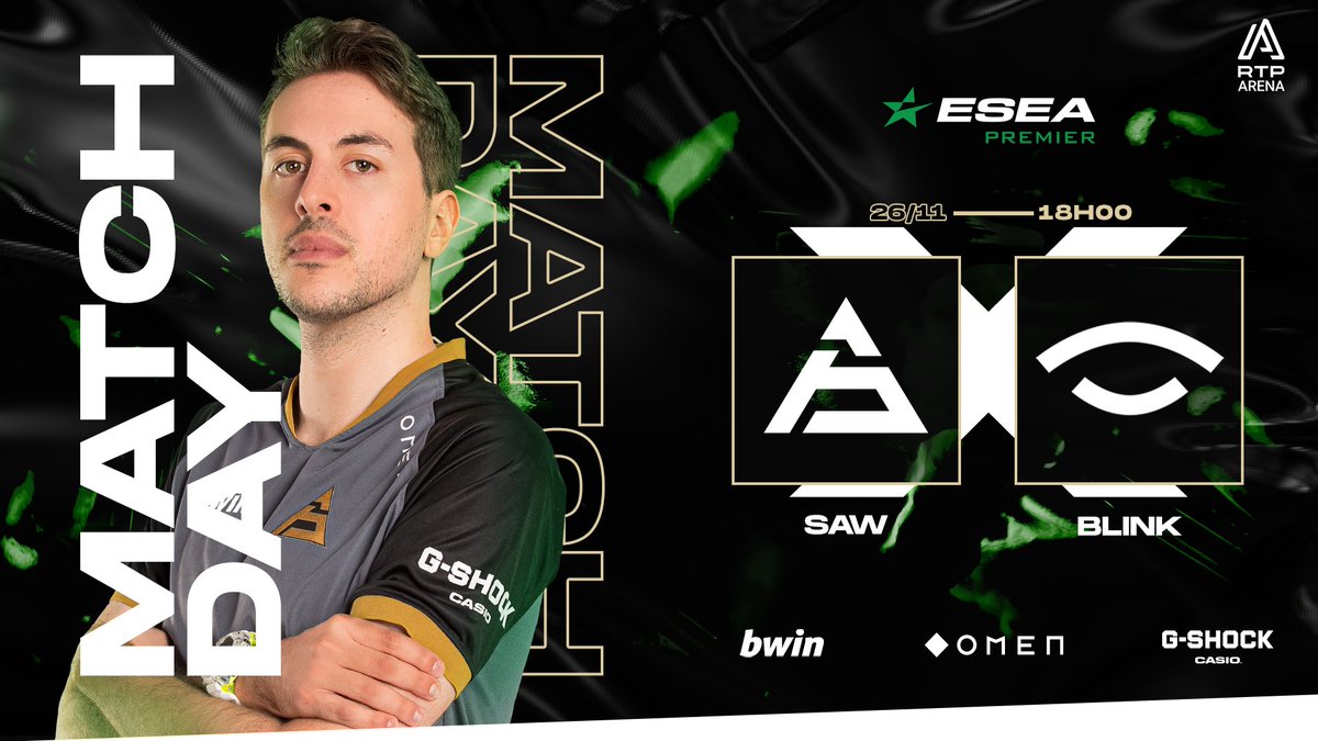 Mais um dia, mais um jogo da <a href="/sawggofficial/">SAW</a> na <a href="/ESEA/">ESEA League</a> Premier S39!

A equipa portuguesa terá pela frente a @TeamBLINK_ na 3ª jornada da liga internacional.

📺 twitch.tv/rtparenacsgo
🎙️ <a href="/PIKA_official_/">Igor Martins</a> &amp; <a href="/SYON_CSGO/">Diogo Oliveira</a>

#CSGOnaRTP