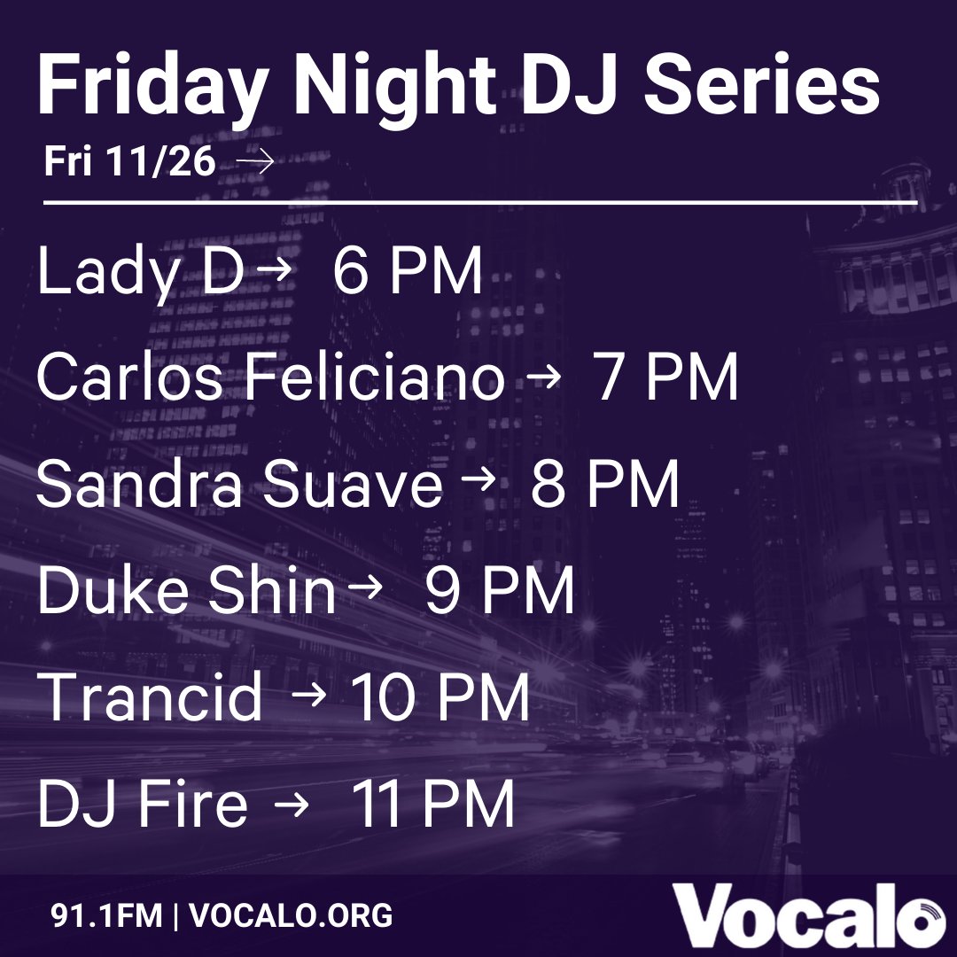 jessedelapena's tweet photo. Check out @djladyd next on @Vocalo 91.1fm (6pm) https://t.co/CyGk18iGv1 #TGIF #DjLadyD #HouseMusic https://t.co/FDeaNMkMzM