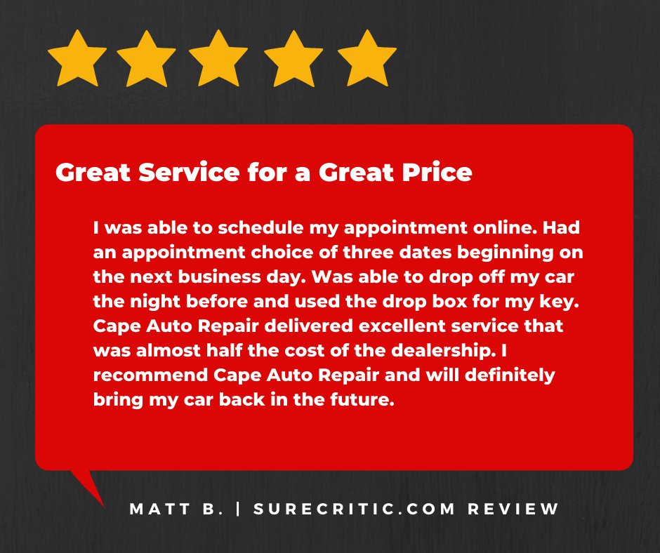 CapeAutoCenters's tweet photo. >> Read more of our *real* customer reviews >>> https://t.co/u3D9jhb8k3 https://t.co/0tnEYU9kpz