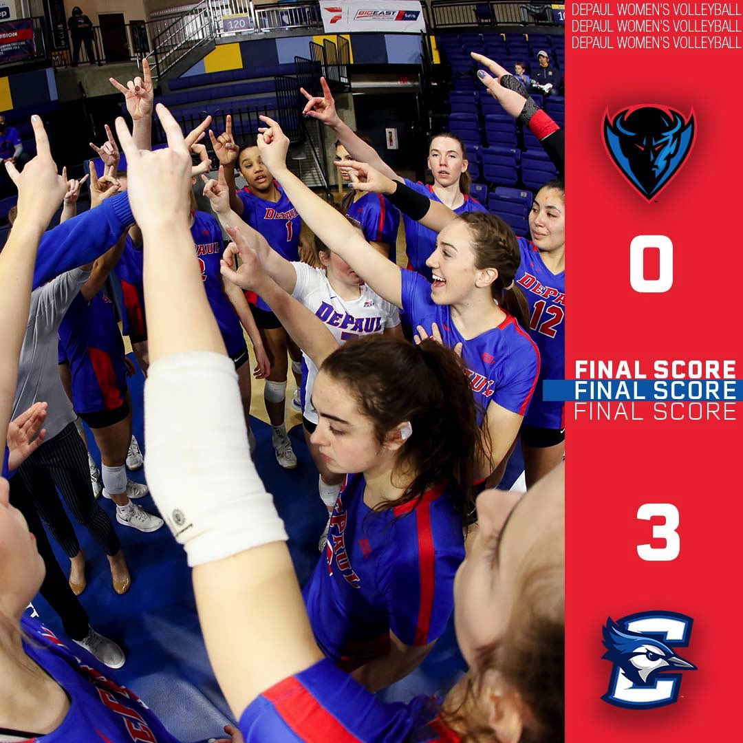 DePaulVball's tweet photo. Our magical season comes to an end after dropping a 3-0 decision in the BIG EAST semifinals. 

So proud of this group and what we accomplished this season 

We’ll be back 💙

#dpuvb https://t.co/PUJBWU7yJ2