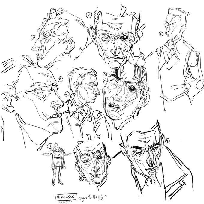 pfffft are we doing this,,,, brain are we gonna start caring? 

[bunch of black and white sketch studies of Silco from Arcane, to get used to drawing the character] 