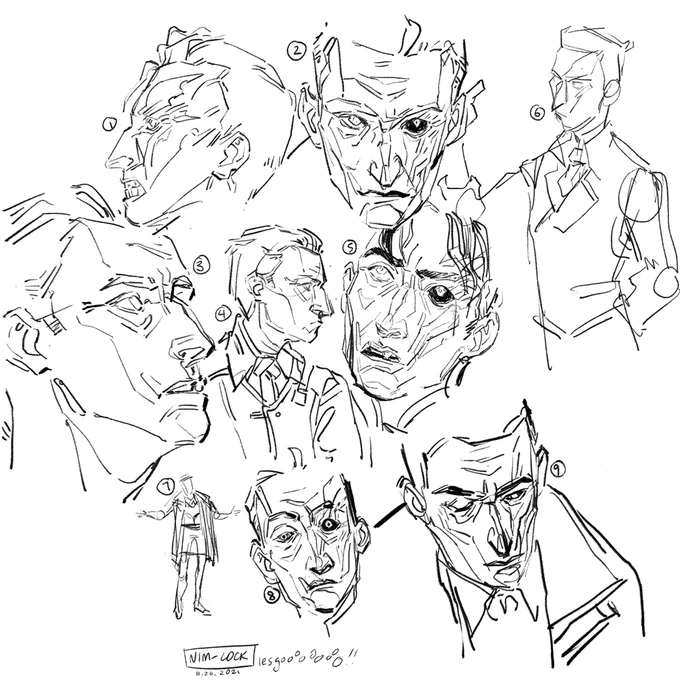 pfffft are we doing this,,,, brain are we gonna start caring? 

[bunch of black and white sketch studies of Silco from Arcane, to get used to drawing the character] 