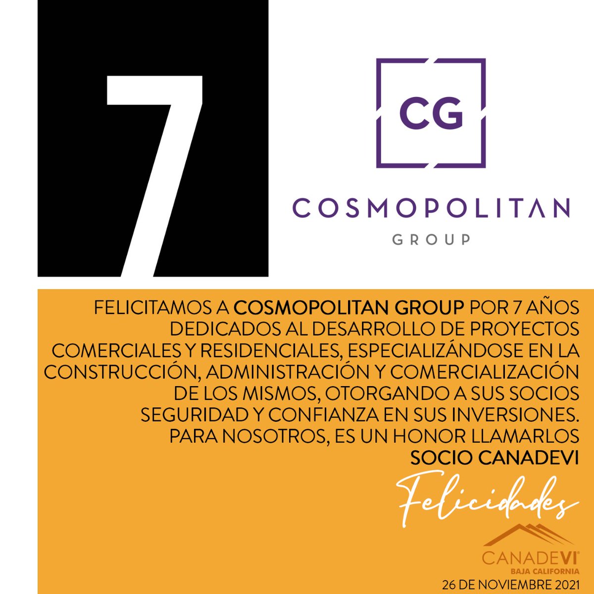 CanadeviBCN's tweet photo. Muchas felicidades a Cosmopolitan Group por cumplir 7 años siendo una #EmpresaConfiable en el desarrollo de proyectos a través de estrategias inteligentes e innovación tecnológica. ¡Enhorabuena!
🍾🎉🙌
#SoyCanadevi #CanadeviBC https://t.co/GEgs691kEG