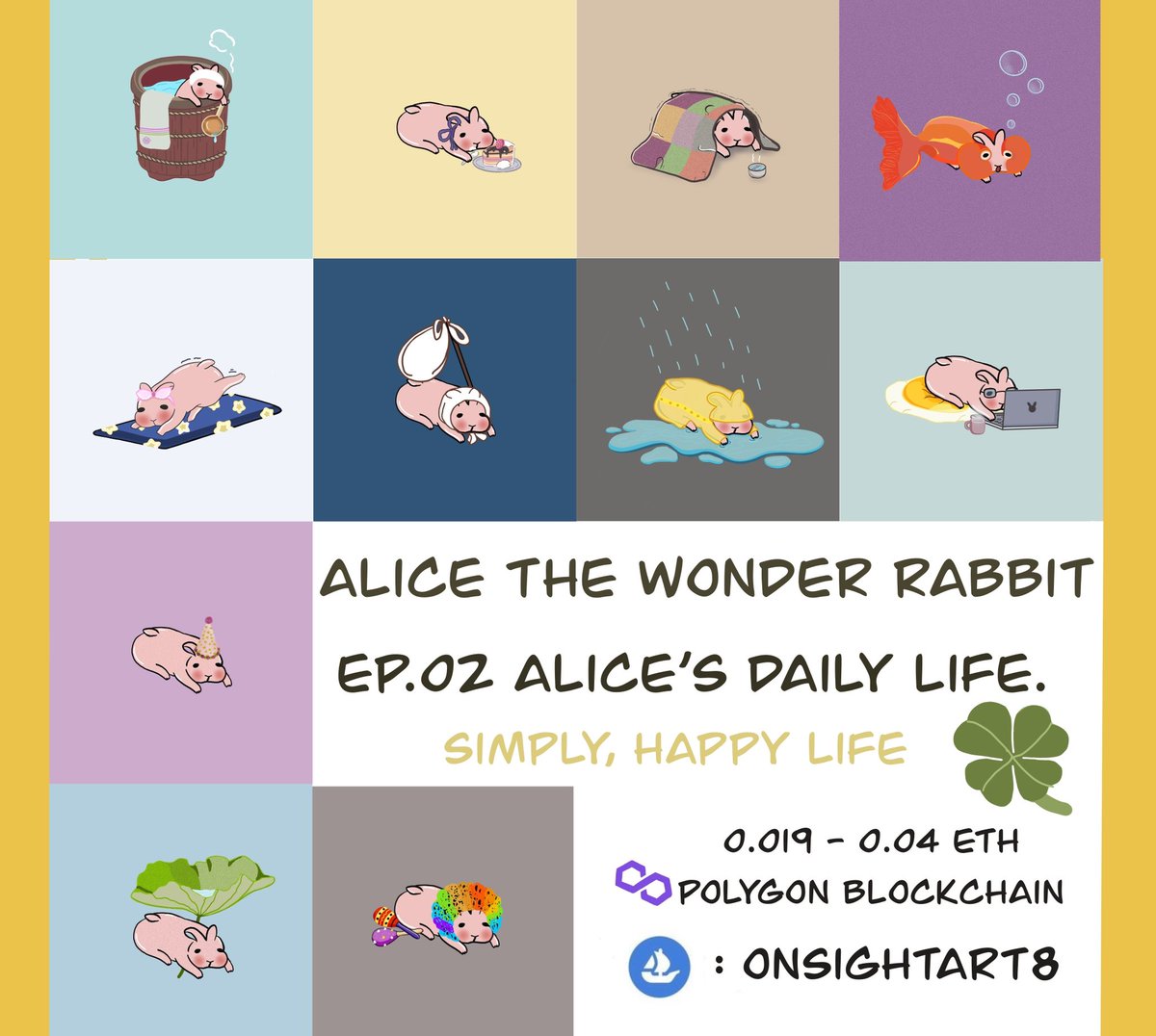 Alice is my pet. He is a male Minirex breed rabbit.
EP.02 : Alice’s daily life.
I hope you will like it because I draw it with all my heart.🐰💕

opensea.io/collection/ali…

#NFTartists #nfts #NFTCommunity #NFTTHAILAND #nftcollectors #NFTJapan