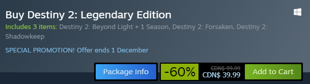 RickKackis's tweet photo. There is a MASSIVE sale on Destiny 2 DLCs going on right now on Steam!

If you are missing a DLC, definitely pick it up! 
At these prices, they're basically worth it just for the Exotics you get! https://t.co/gNXvi2pkhb