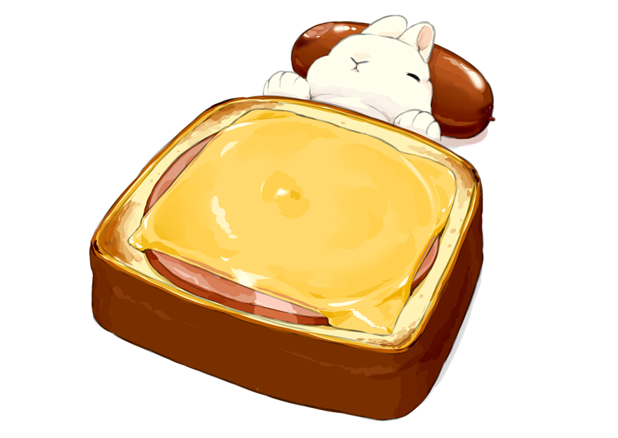 「ハムチーズトーストお布団 」|らいらっくのイラスト