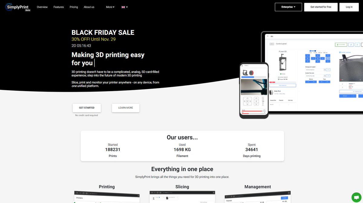 SimplyPrint3D's tweet photo. Good news everybody!🥳🥳 Black Friday has hit SimplyPrint. You can now get 30% OFF on all plans through the whole weekend. Get it while it's hot!

https://t.co/ejXloljXHC

#BlackFriday #3DPrinting #GoodDeal https://t.co/lw5pPeKvG1