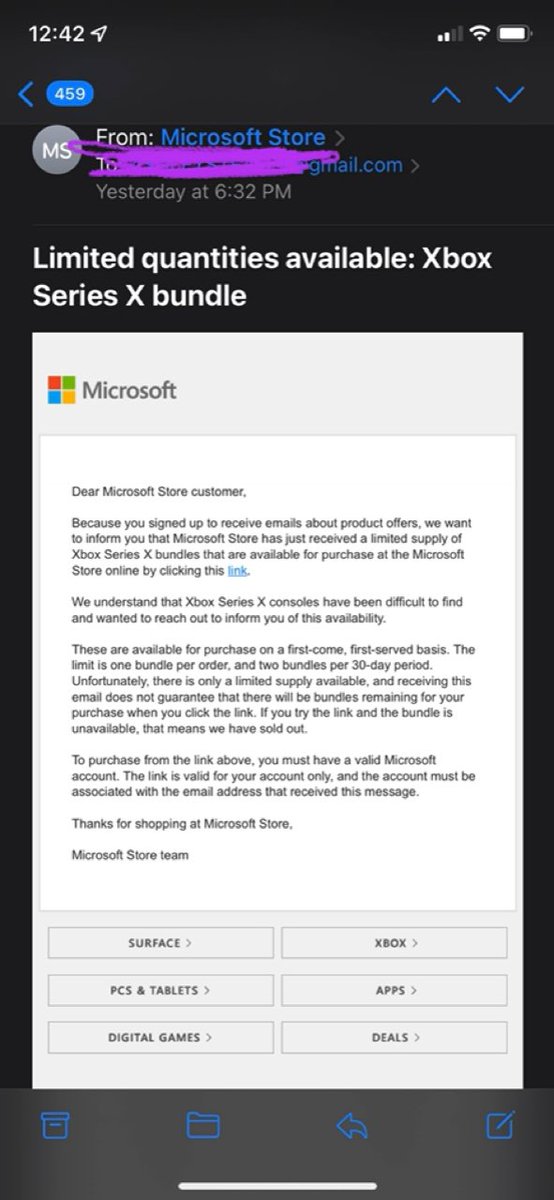 ashley_510's tweet photo. @Rmvance1996 @XboxStockAlerts I signed up on Microsoft site to receive emails about a month or so ago. Here is the email they sent: https://t.co/1cA3SmlTNc