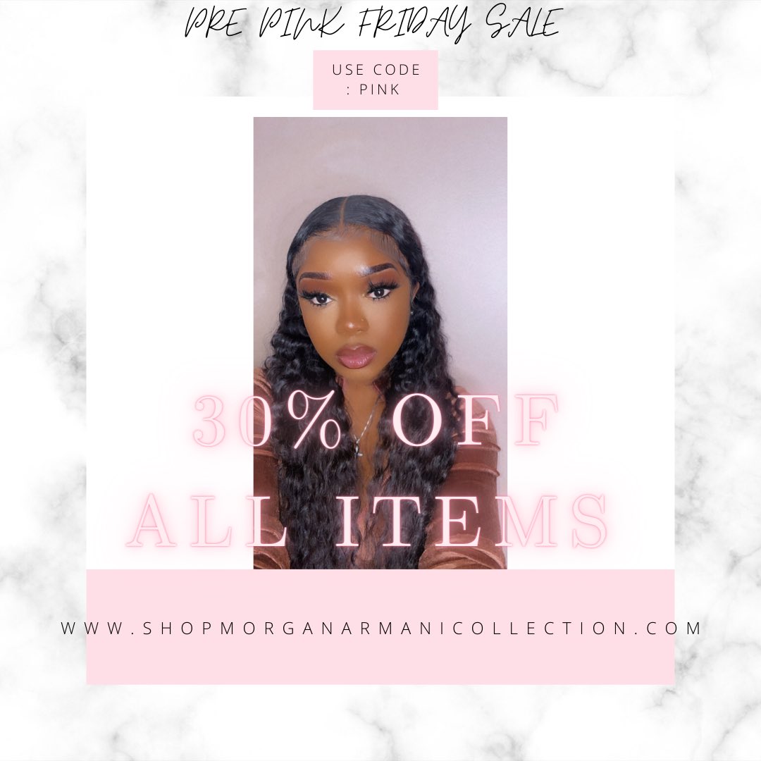 PINK FRIDAY SALE 💗
30% OFF ALL ITEMS ON THE SITE 🛍
.
shopmorganarmanicollection.com ✨
.
#sale #hairsale #waterproofglue #lacetint #bundlesale #wigsale #discountedwigs #pinkfriday