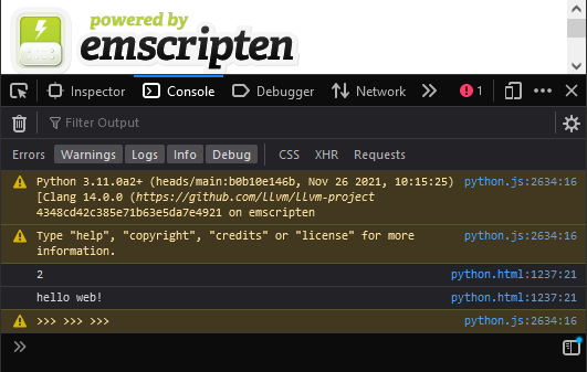 ethanhs's tweet photo. Thanks to recent commits by @ChristianHeimes, I figured out the correct incantations to build CPython's main branch for the web!

This is stock Python running *in the browser*.

My scripts to build this are at https://t.co/UxhHLBupj4

Lots of work to fix things though... 👷 https://t.co/gIFlVNpNiX