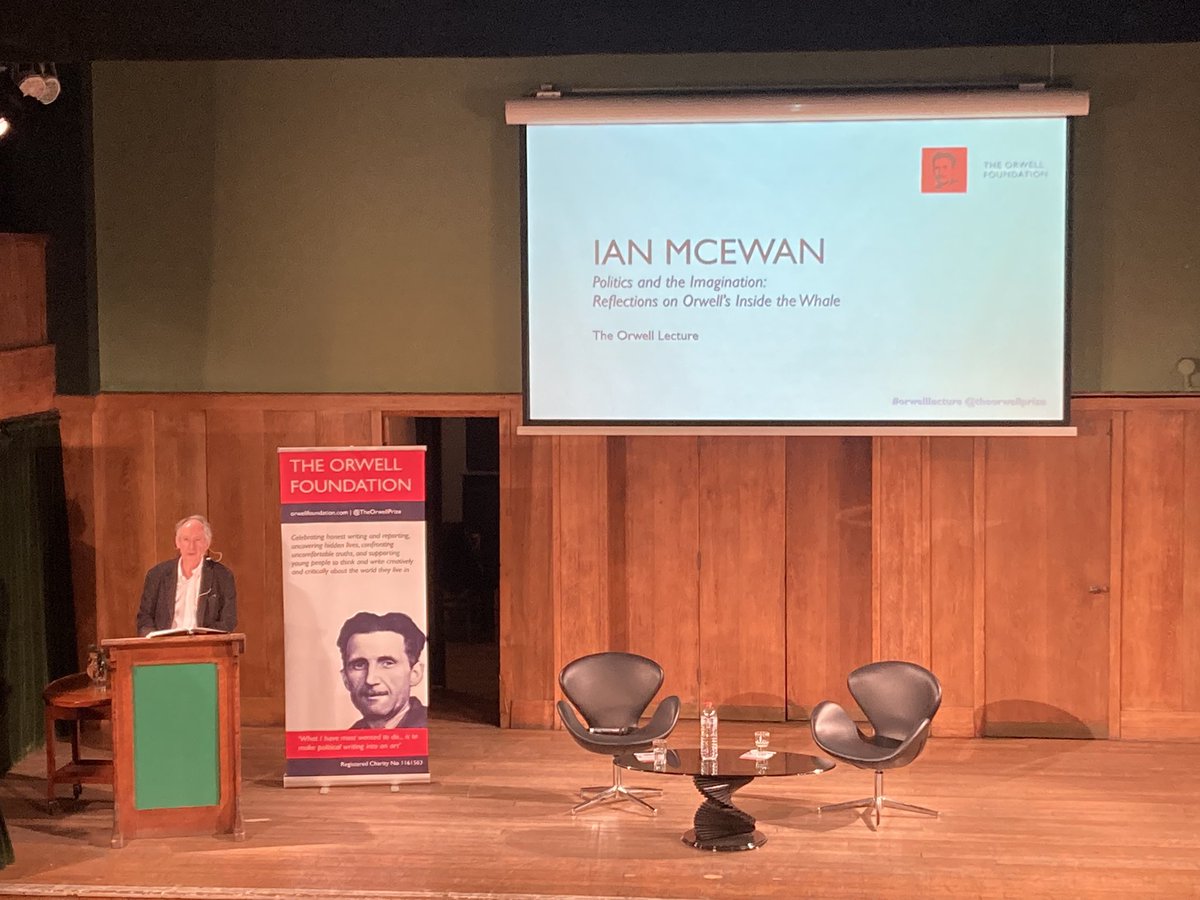 GabriellaSwerl's tweet photo. “The ordinary, in Orwell’s fiction, I sometimes find, can be oppressive” - Ian McEwan @TheOrwellPrize #Orwelllecture https://t.co/lLKNysMBib