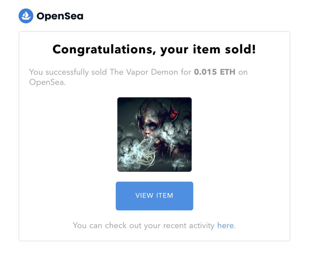 Could this day get any better?! 😱🥰Humongous thank you and shoutout to @SaliP92 for finding a new home for “The Vapor Demon” NFT! I know it’s in the best of hands 🙌🏽❤️‍🔥 

#NFTCommunity #NFT #OpenSeaNFT