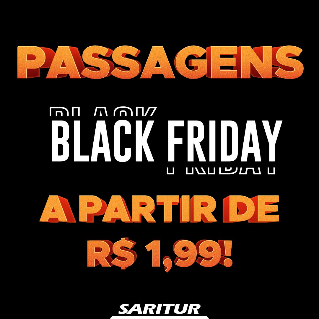 Viaje a partir de R$ 1,99! Compre agora mesmo através do nosso site.

🚌

Não deixe de conferir também o regulamento completo em nosso site saritur.com.br

#BlackFriday #Saritur #Descontão #Promoção #Turismo