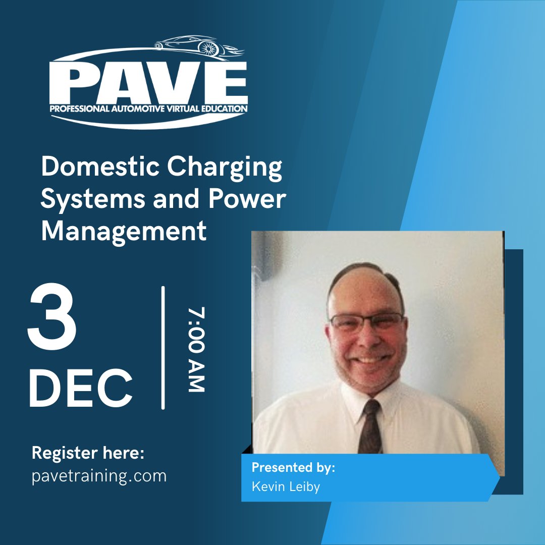 PAVE Training Session Highlight: Join us for "Domestic Charging Systems and Power Management" with Kevin Leiby. Register here: pavetraining.com #PAVETraining #FeaturedSpeakerFriday