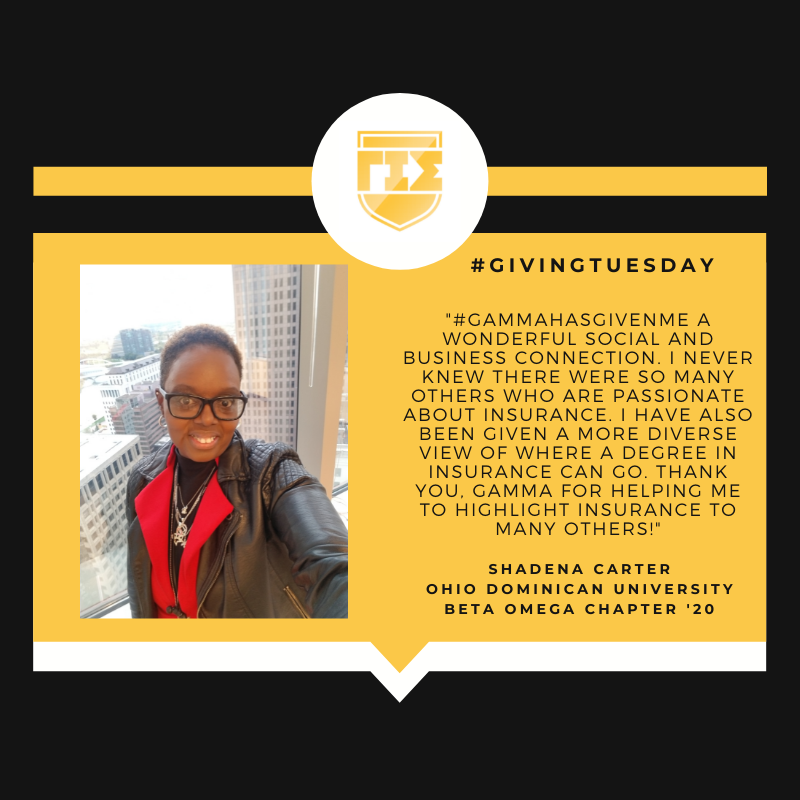 GammaIotaSigma's tweet photo. "Thank you, Gamma for helping me to highlight insurance to many others!" - Shadena Carter, Beta Omega Chapter at Ohio Dominican University '20

Help the Columbus Alumni Chapter meet their #GivingTuesday goal to #SupportStudents: https://t.co/5V7sJVZGPz https://t.co/g8C9qu0Q6g