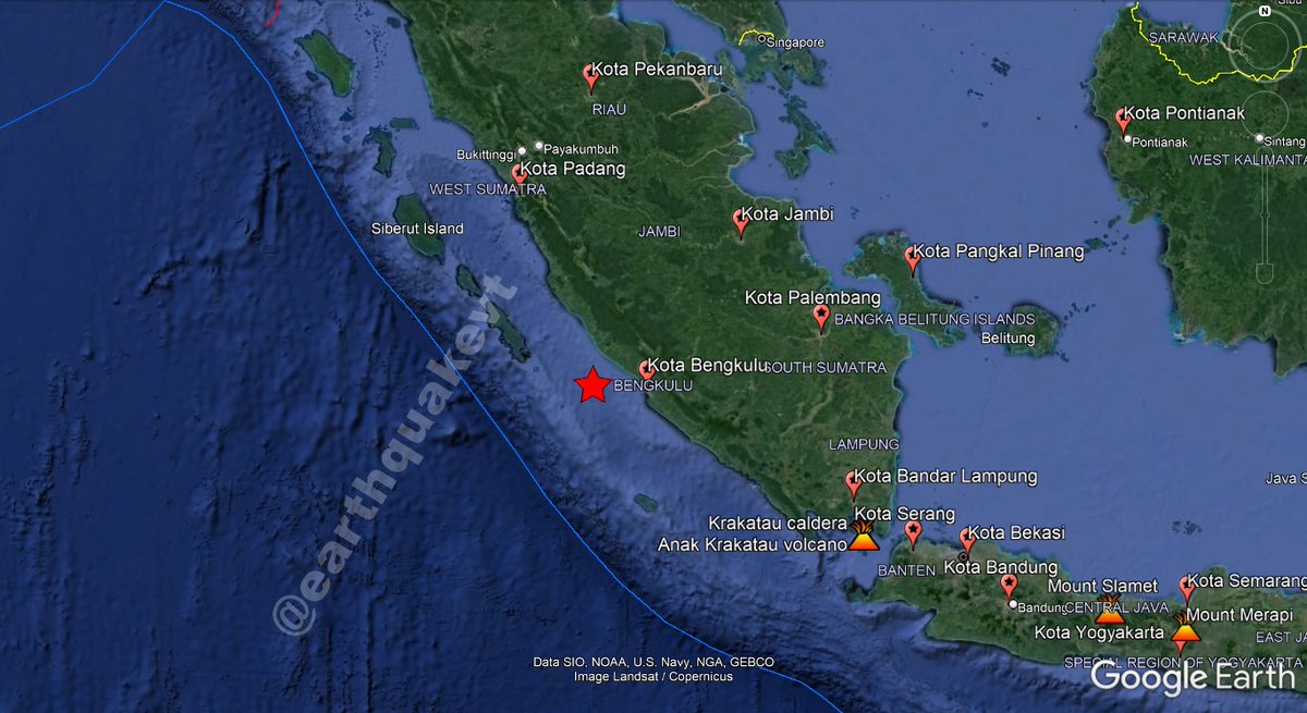 earthquakevt's tweet photo. ⚠️#Indonesia🇮🇩: A mild #earthquake of magnitude M4.4, was registered at 52 KM SSW of #Seblat, province of #Bengkulu. Depth: 20 KM.
Date & time UTC: 2021/11/26 14:33:54.
Source: BMKG.
Apakah anda merasakan gempa ini?, ceritakan!.
#EQVT,#gempa,#GempaBumi,#sismo,#temblor,#terremoto. https://t.co/aNRQTwsu18