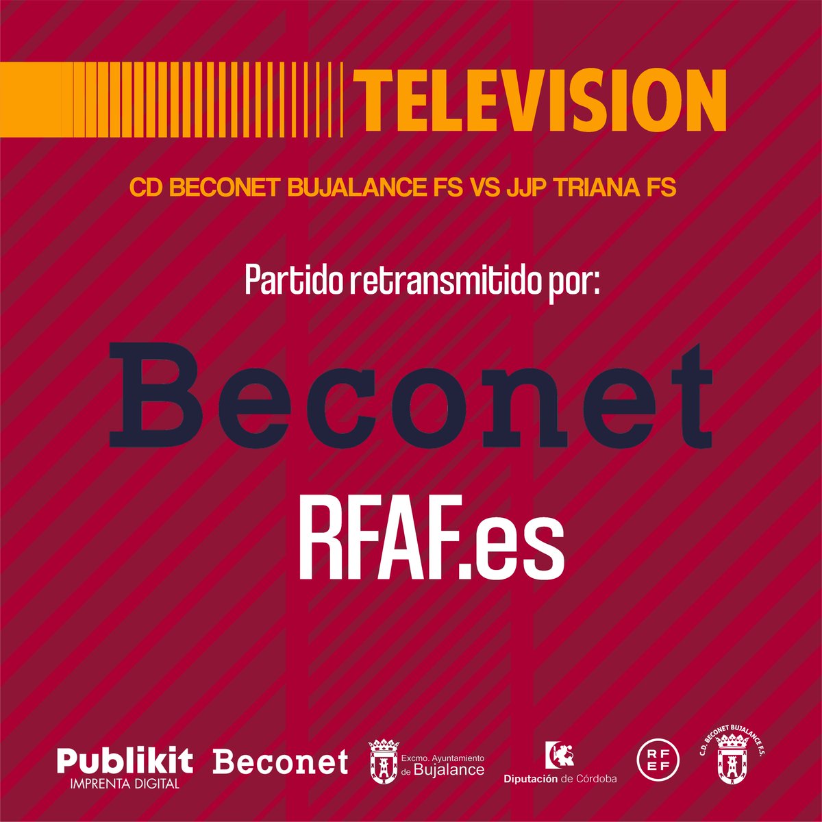 bujalancefs's tweet photo. 📺 TELEVISIÓN | No te pierdas el partido entre @bujalancefs y @TrianaFS. Lo puedes disfrutar:

👉 Canal 9 HD de Beconet TV en televisión por cable
👉 Youtube (Beconet TV) https://t.co/7F5dLqxvHU
👉 https://t.co/G6RQX9FmVP

#VamosBujalance #TodoAlRojo https://t.co/5D2awl2ziK